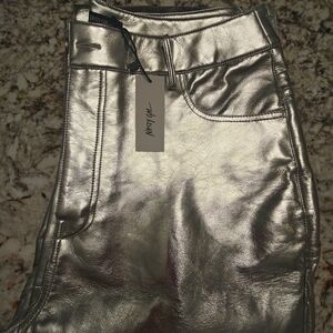 Nasty Gal Silver Metallic Pants